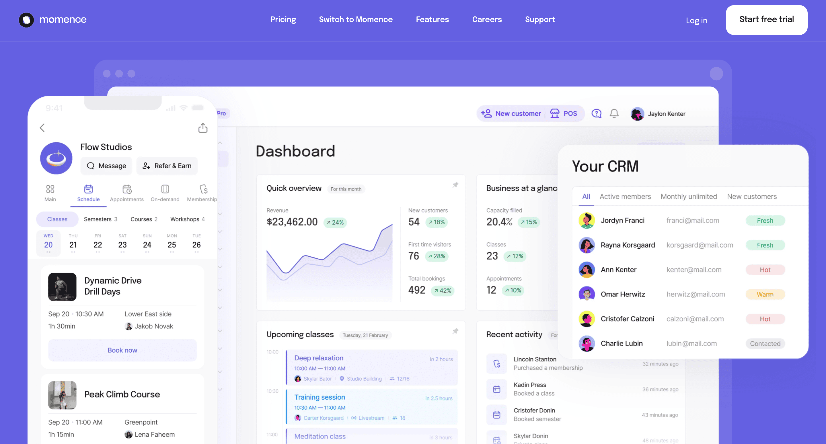 Momence is one of the top pilates studio management software